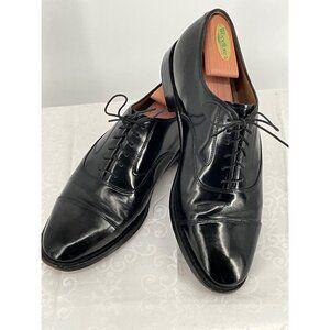Johnston & Murphy Melton Top  Cap Black Oxford Dress Shoes 9.5 D/B Wood insert n